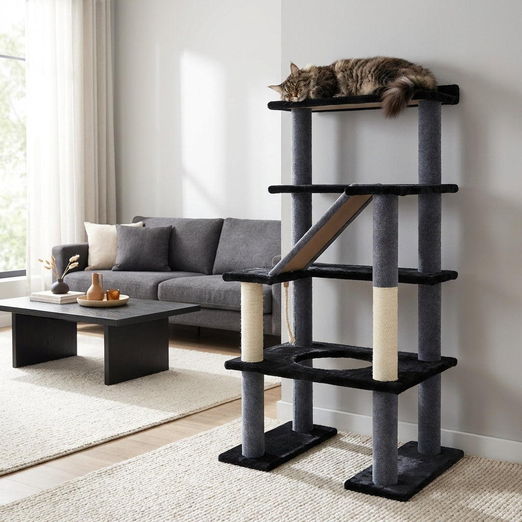 Arbre à chat Maine Coon 65 po – 5 niveaux