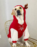 Hoodie de Noël Renne pour chien – Pull à capuche rouge et blanc