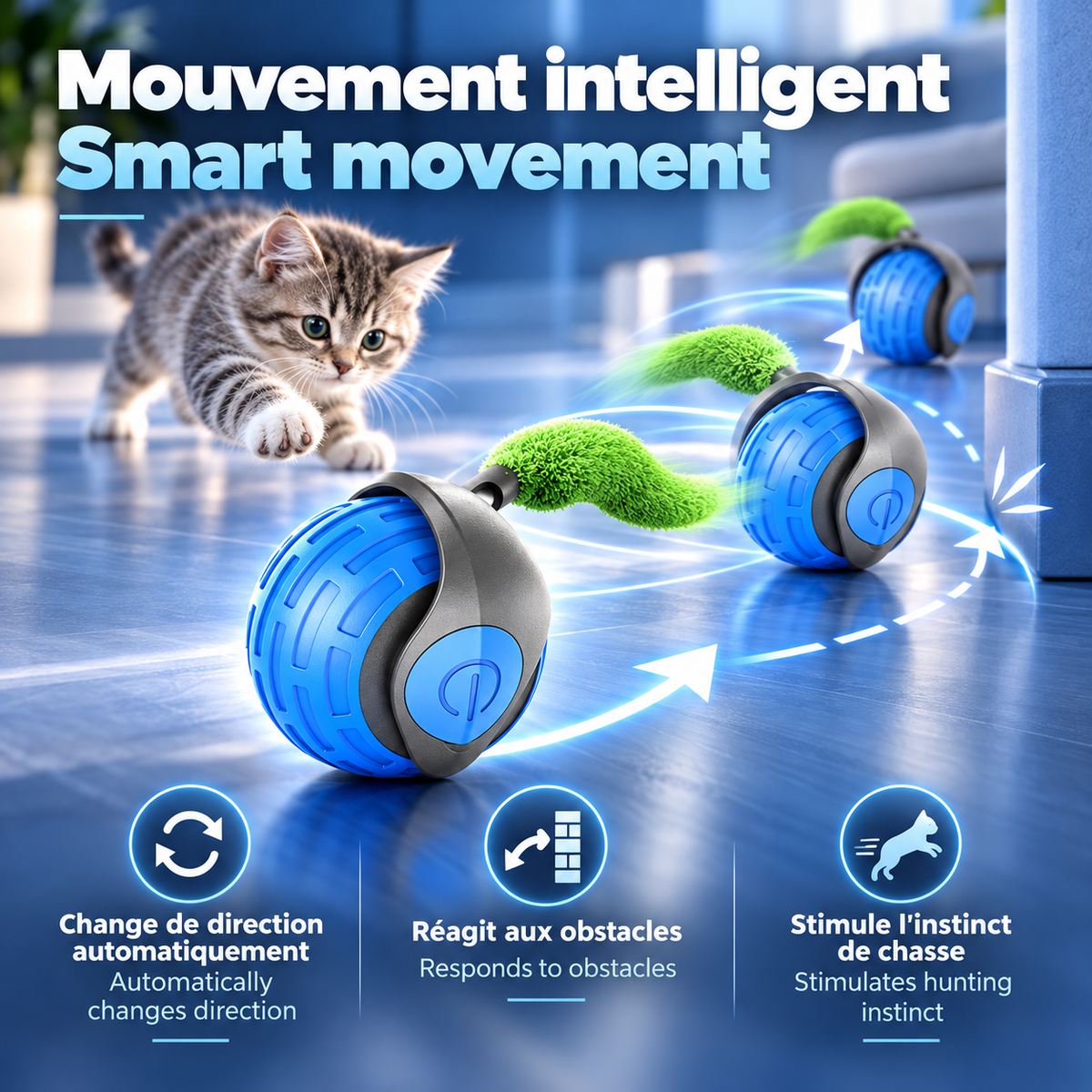 Balle intelligente interactive pour chat – Jeu autonome | PawNord