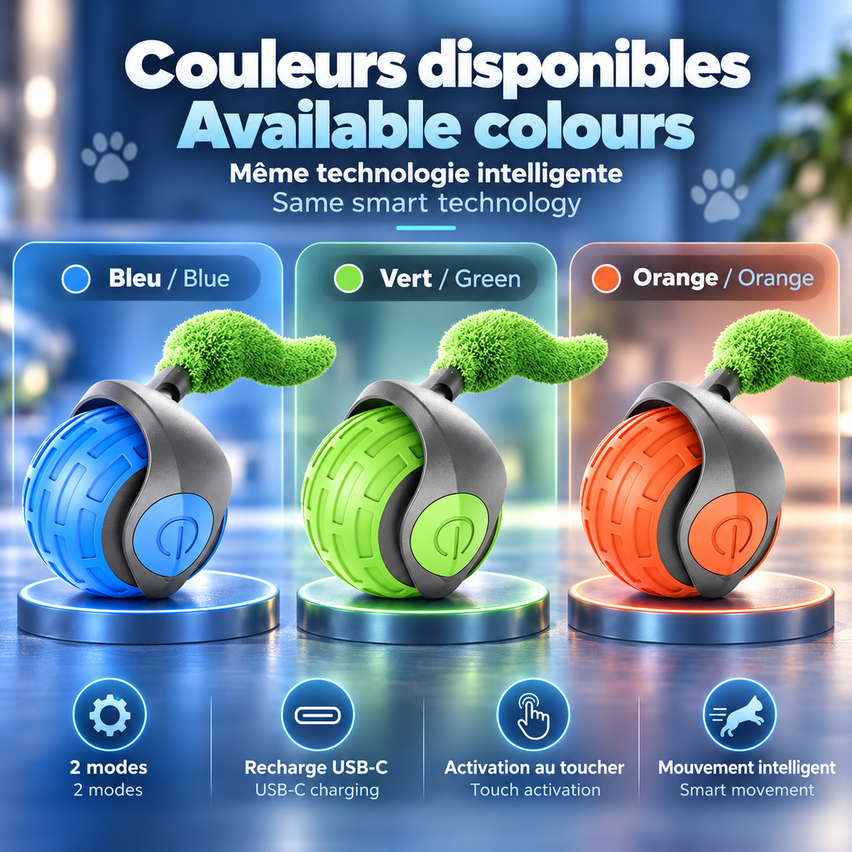 Balle intelligente interactive pour chat – Jeu autonome | PawNord