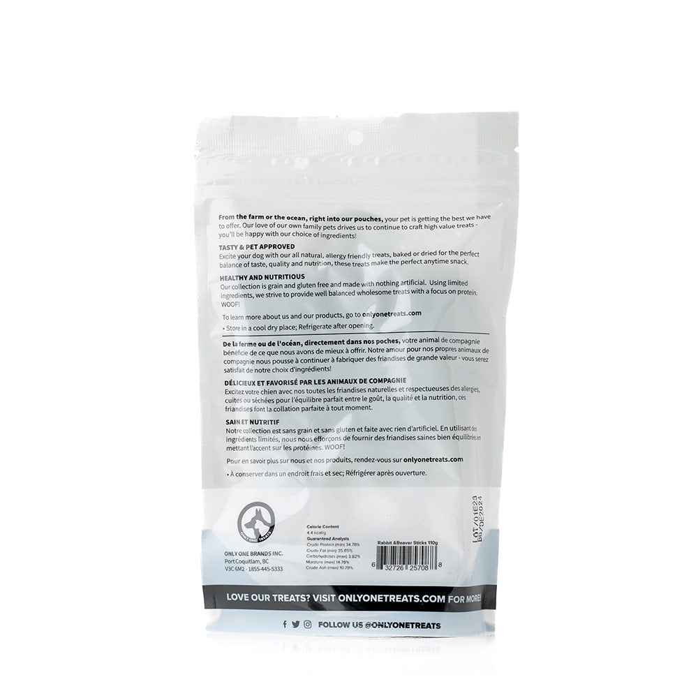 Bâtonnets au lapin et au castor pour chiens – 70 g - PawNord