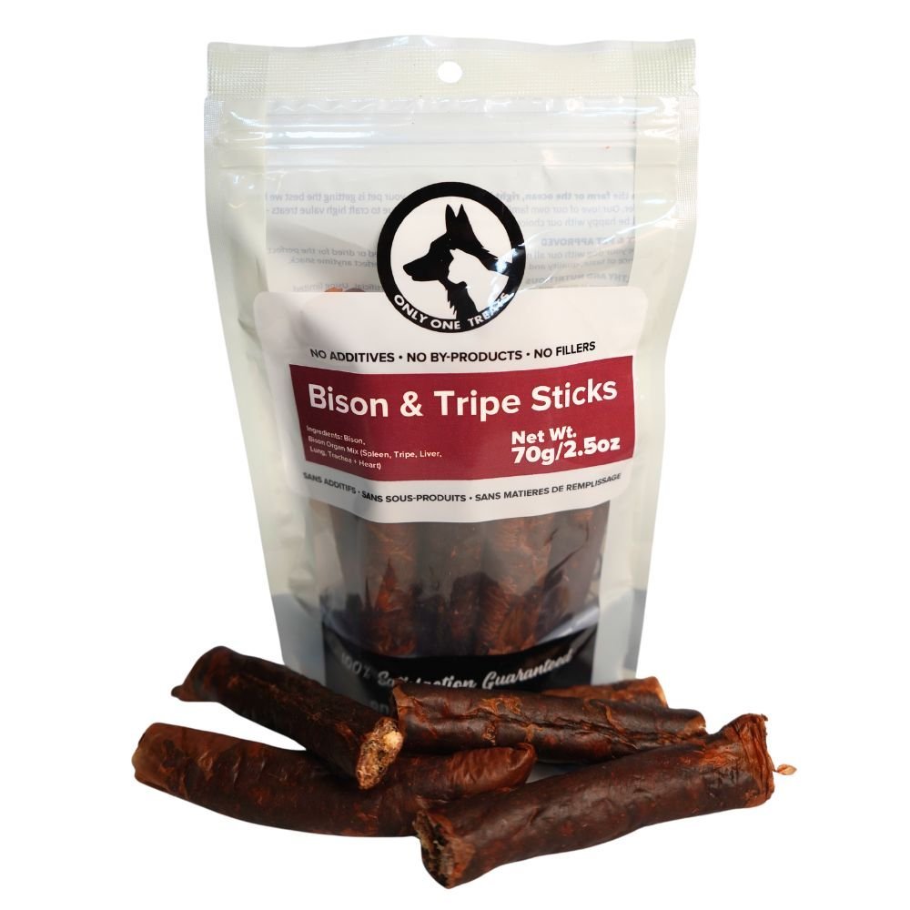 Bâtonnets de tripes au bison pour chiens – 70 g - PawNord