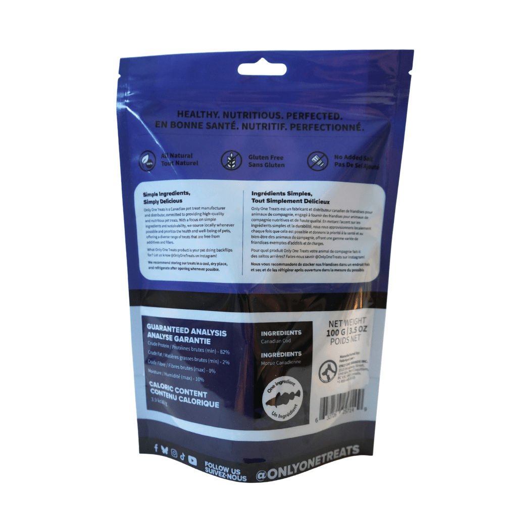 Chips de peau de morue croustillantes pour chiens et chats – 100 g - PawNord