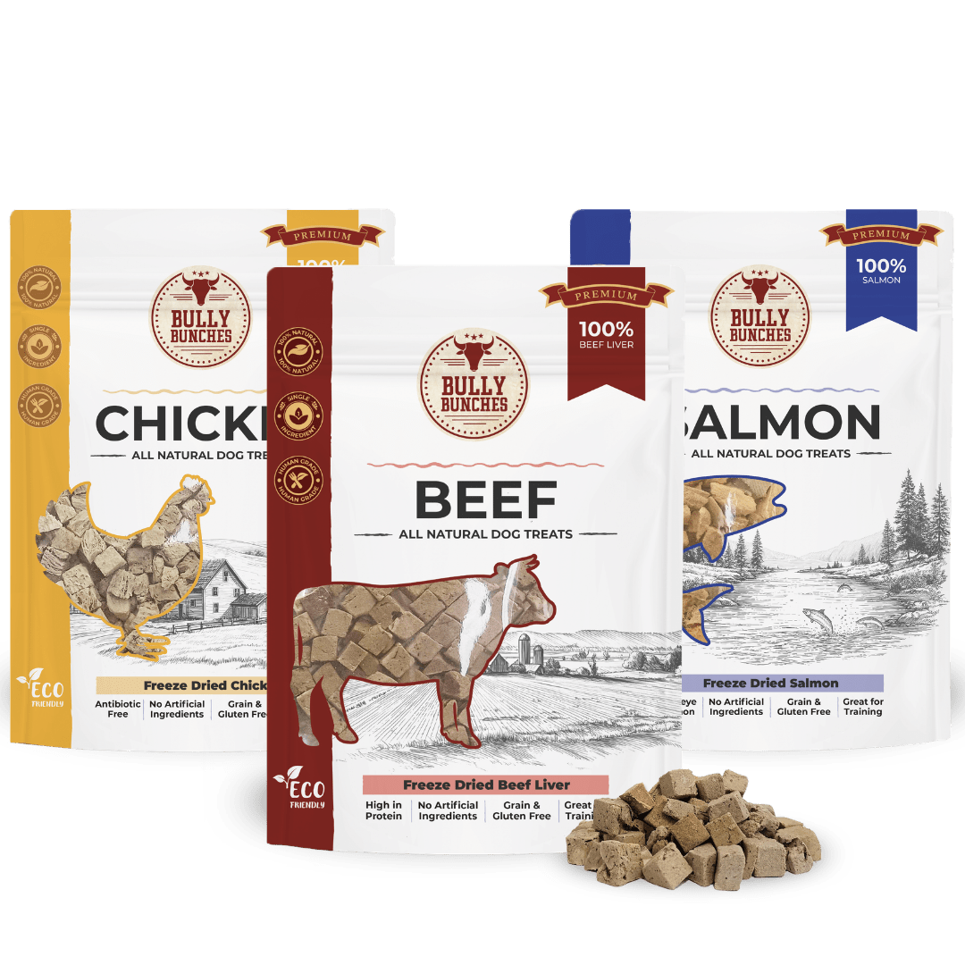 Trio de friandises lyophilisées pour chien | Bully Bunches - PawNord