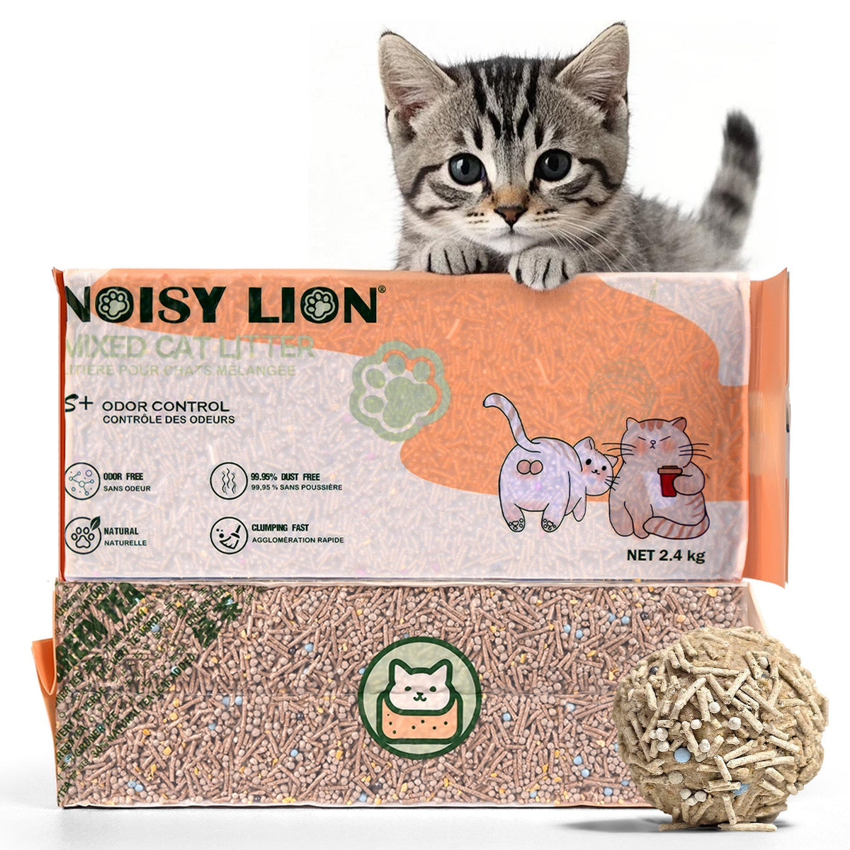Litière pour chats Noisy Lion au tofu et thé vert - PawNord
